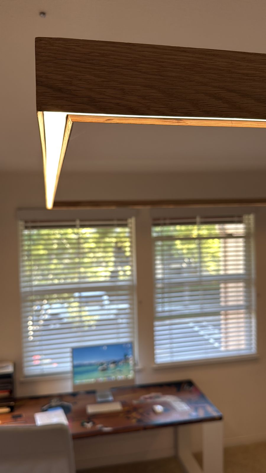 Suspension detail, lamp floating with visible power cable